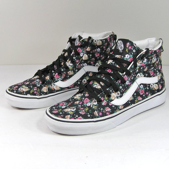 Vans Other - VANS Hi Top Floral Zipper Back Skate Shoe 5.5